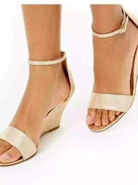 Lilly Pulitzer Gold Bridgette Wedges